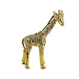 Giraffe Trinket Jewelry Box Bejeweled Gold with Clear Crystals 4.5
