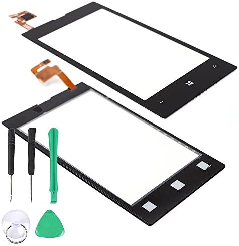 For Nokia Lumia 520 Black Touch Screen Glass Digitizer Replacement Repair Part Lens Cover + 5 Tool (Screwdriver 2PCS + Green Plastic Pry Lifter 1PCS +