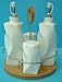 from TTone Ceramic 4 Piece Condiment Set in Bamboo Holder/Base