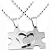 Stainless Steel Pendant Puzzle Design (Two Parts) with Heart Over Relief (Two 18