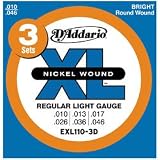 D'addario EXL110-3D Light Set Electric Guitar Strings (10-46)