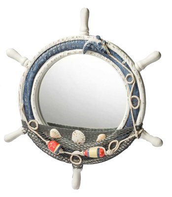 Nautical Wooden Ship Wheel Mirror