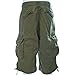 Molecule Men's Relaxed Fit Knee Hugger Green Cargo Shorts - Longer 3/4 Length Cargos | USA 31