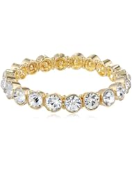 Nine West "Bright Young Things" Gold-Tone and Crystal 1 Row Stretch Bracelet, 7"