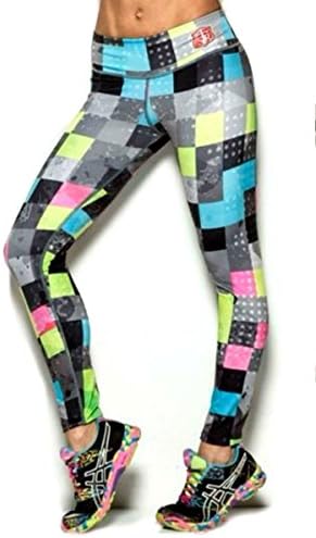Blue and Black Checkered Leggings Womens Yoga Pants Compression Tights
