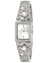 GUESS Womens U85041L1 Lacey Heart Self-Adjustable Silver-Tone Bracelet Watch