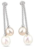 CleverEve's Cream Toned and White Pearl Drop Earrings Sterling Silver