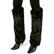 Winter Faux Fake Mink Fur Animal Dance Ski Long Leg Warmer Boot Shoe Cover Black