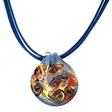 Sterling Silver Blue-Tone Murano Glass Pendant w/ Blue Cord, 16