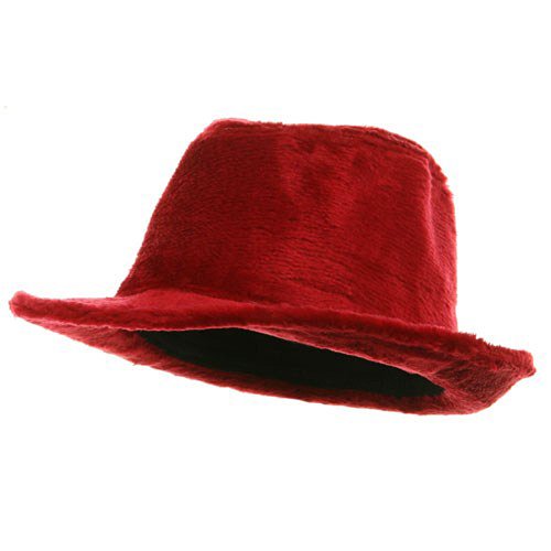 Ladies Furry Fedora Hat-Red W20S57F