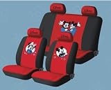 New Mickey Mouse Universal Car Seat Cover - 10pcs Full Set... Red - With Free Gift of Non-slip Dash Grip Pad Mat