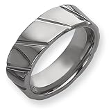 Tungsten Wedding Bands Grooved 8mm Polished Finish Comfort Fit (Size 7 to 13)