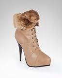 Gabrielle Faux Fur Lace Up Bootie TAN (9) 41x26LH5XGL. SL160 Gabrielle Faux Fur Lace Up Bootie TAN (9)