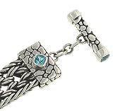 Sara Blaine Designer Handcrafted Sterling Silver and Blue Topaz Bracelet with Toggle Clasp