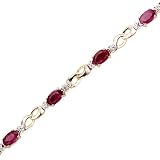 14K Yellow White Gold 0.02 ct. Diamond and 3 ct. Ruby Bracelet