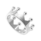 Sterling Silver 9mm Wide Polished Finish Crown Band Ring Size 7, 8, 9, 10