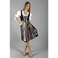 Midi Dirndl 3-teilig schwarz lila gemustert mit passender Bluse und Sch�rze