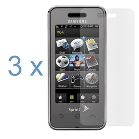 Clear Reusable LCD Screen Protector - 3 Packs for Sprint Samsung SPH-M800 Instinct Cell Phone