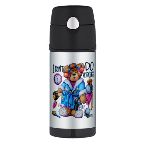 Thermos Travel Water Bottle I Dont Do Mornings Teddy Bear - Hangover