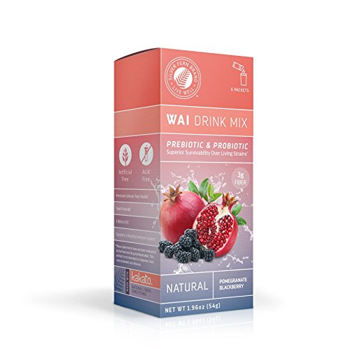 Wai Powdered Drink Mix: Blackberry Pomegranate - 1 Box of 6 Single Serve Packets - Probiotic Flavored Water Enhancer Powder - Natural, No Added Sugar, Artificial Free