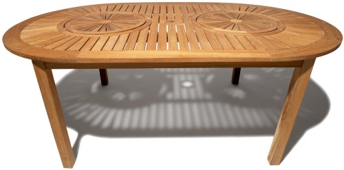 Strathwood Whidbey Teak Dining Table with Double Lazy Susan