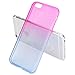 iPhone 6S Case, Dealgadgets Ultra Soft Colorful Clear Shell Slim Crystal TPU gel Case with Gradient Ramp Design Bumper Defender Cover for Apple iPhone 6S 4.7 inch (Fuschia/Blue)