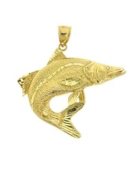 Dazzlers Solid 14 karats Gold Assorted Fish Sea Bass Snook King Mackerel Charm Pendant available in three colors from jewelsberry (weights: 8.9 grams only)