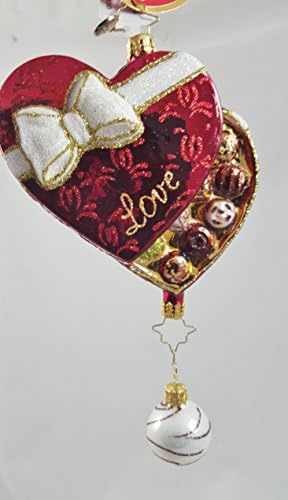 RADKO BOX OF LOVE Heart Candy Box Chocolate Truffle Glass Ornament