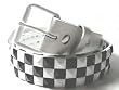 MENS/WOMENS CHECKERBOARD WHITE STUDDED PUNK BELTS 30" TO 44"
