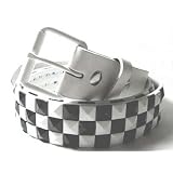 MENS Ladies CHECKERBOARD WHITE STUDDED PUNK BELTS 30 TO 44 by Beltmasters