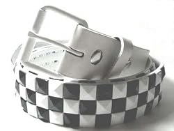 MENS/WOMENS SMALL (30-32) CHECKERBOARD WHITE STUDDED PUNK BELTS