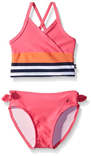 Nautica Sportswear Kids Baby Stripe Tankini, Fuchsia, 18 Months
