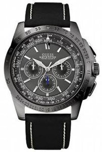 Guess #U14501G2 Men's WaterPro Euro Cool Leather Band Chronograph Watch
