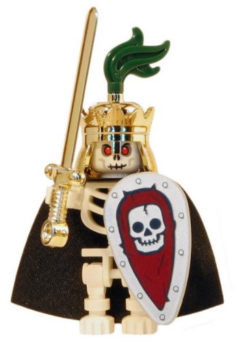 Skeleton King - LEGO Castle Minifigure with Crown, Sword and Shield
