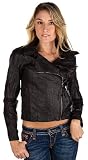 Yag Moto Collar Leatherette Jacket - Black