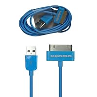 KHOMO: Super Extra Long 6 ft BLUE USB Charger SYNC Data Cord for Apple iPod, iPhone & iPad