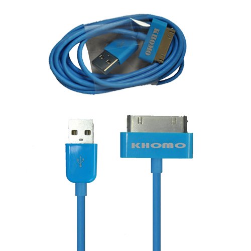 KHOMO: Super Extra Long 6 ft (SIX FOOT !) BLUE USB Charger SYNC Data Cord for Apple iPhone iPod & iPad (compatible with all models)