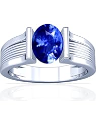 18K White Gold Oval Cut Blue Sapphire Solitaire Ring