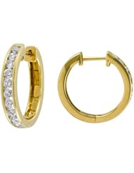 10k Gold Channel-Set Diamond Hoop Earrings (3/4 cttw, H-I Color, I2-I3 Clarity)