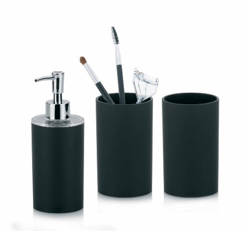Kela 390100 Badset Dark 3-teilig Abs-Kunststoff - 2 Becher + Seifenspender, schwarz