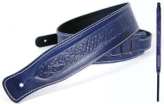 Blue Leather Guitar Strap for Electric/Acoustic/Bass Guitar