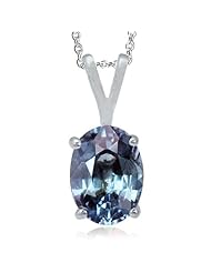 2.02ct. Color Change Alexandrite Doublet 925 Sterling Silver Solitaire Pendant w/ 18 Inch Chain