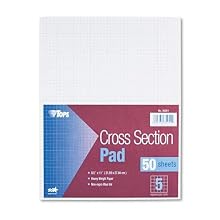 TOPS Cross Section Pad, 1 Pad, 5 Squares/Inch, Quadrille Rule, Letter Size, White, 50 Sheets/Pad, 1 Pad (35051)