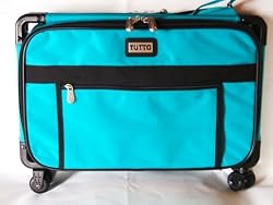 Large Turquoise Mascot Tutto Sewing Machine on Wheels Carrier Case