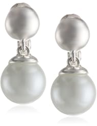 Anne Klein "Polished and Pearl" Silver-Tone Blanc Pearl Drop Clip-On Earrings