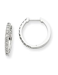 14k White Gold Diamond Hoop Huggie Earrings. Carat Wt- 0.22ct. Metal Wt- 1.77g