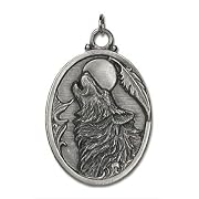 Wolf Moon Medallion Pewter Pendant