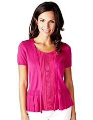Per Una Lace Peplum Mock Layer Knitted Top