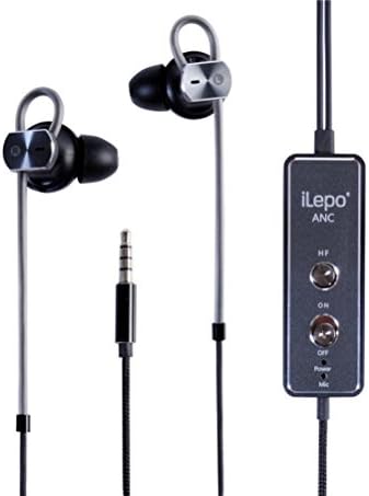 iLepo Active Noise-Cancelling In-ear Headphones with Stereo Super Bass Built-In Microphone 90Mah Lithium Battery For iPhone,iPod,iPad and Other Smartphone (Black)