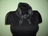 Black 100% Nylon Sateen Printed Scarf